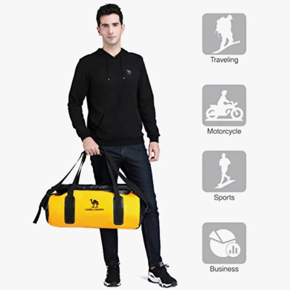 CAMEL CROWN Yellow WATERPROOF SPORTS BAG DUFFEL WEEKENDER 30L WSHOULDERSTRAP NWT